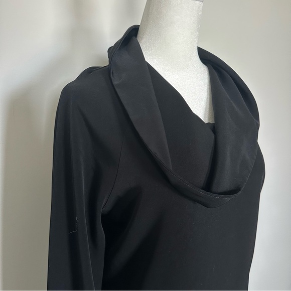 Thread Social Black Cowl Neck Long Sleeve Dress Purple Stitching Cocktail Party - Picture 8 of 8